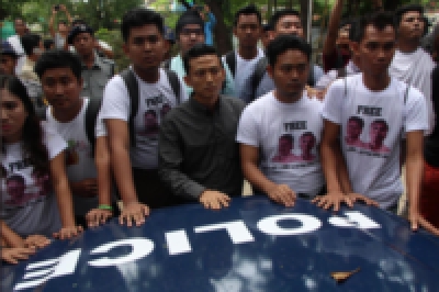 Manifestazione per la libert&agrave; di Wa Lone e Kyaw Soe Oo